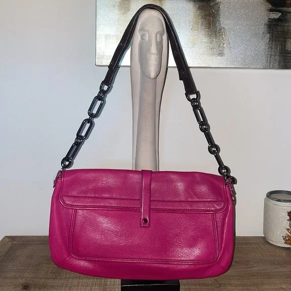 Lanvin Small Pink Leather Silver Chain Shoulder Handbag - Picture 6 of 11